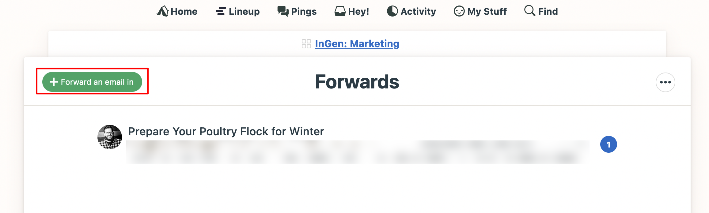 an image with a red box highlighting the forward an email in option