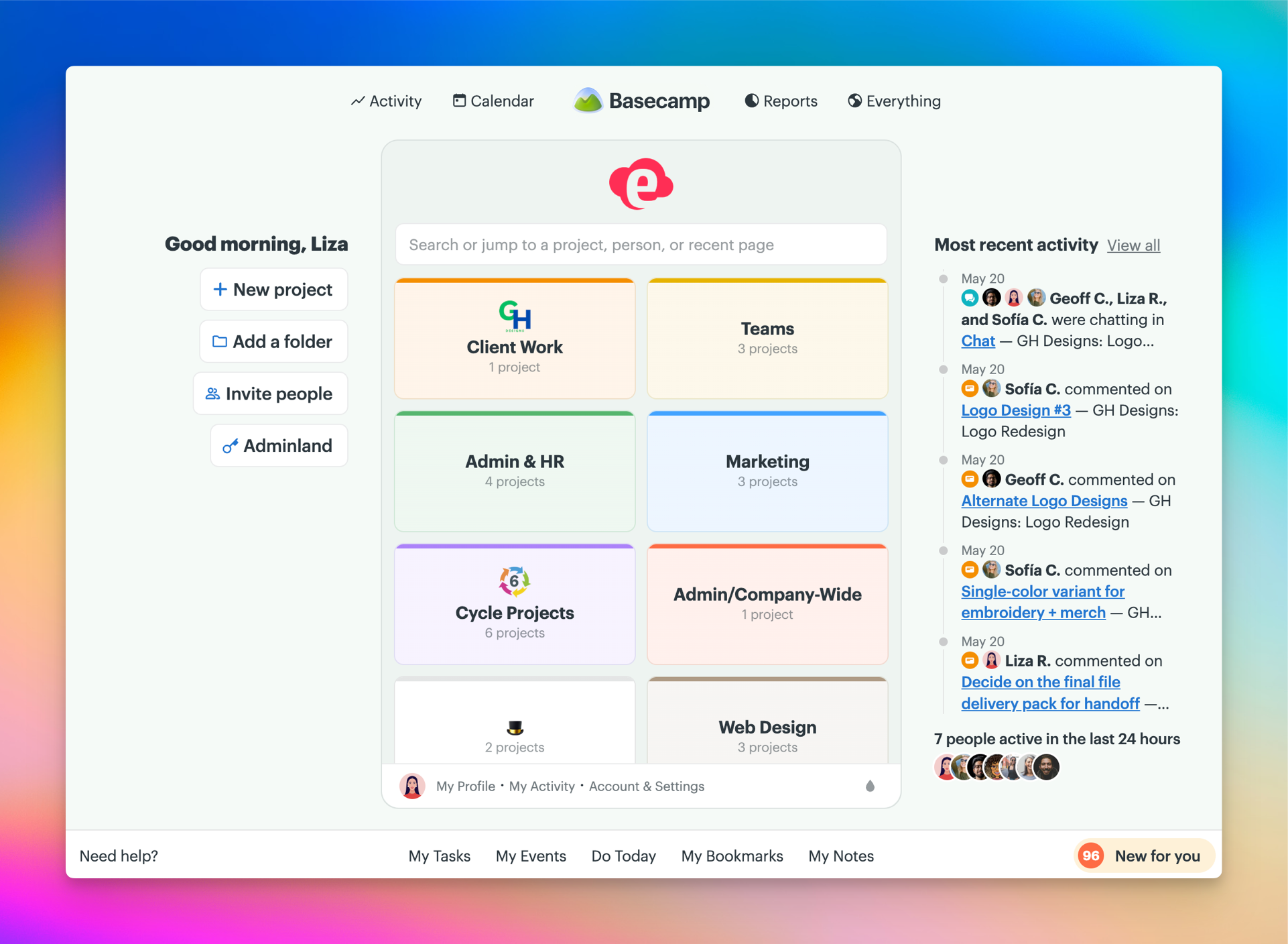 Screenshot of a user's home screen with the Adminland button outlined in a red box.