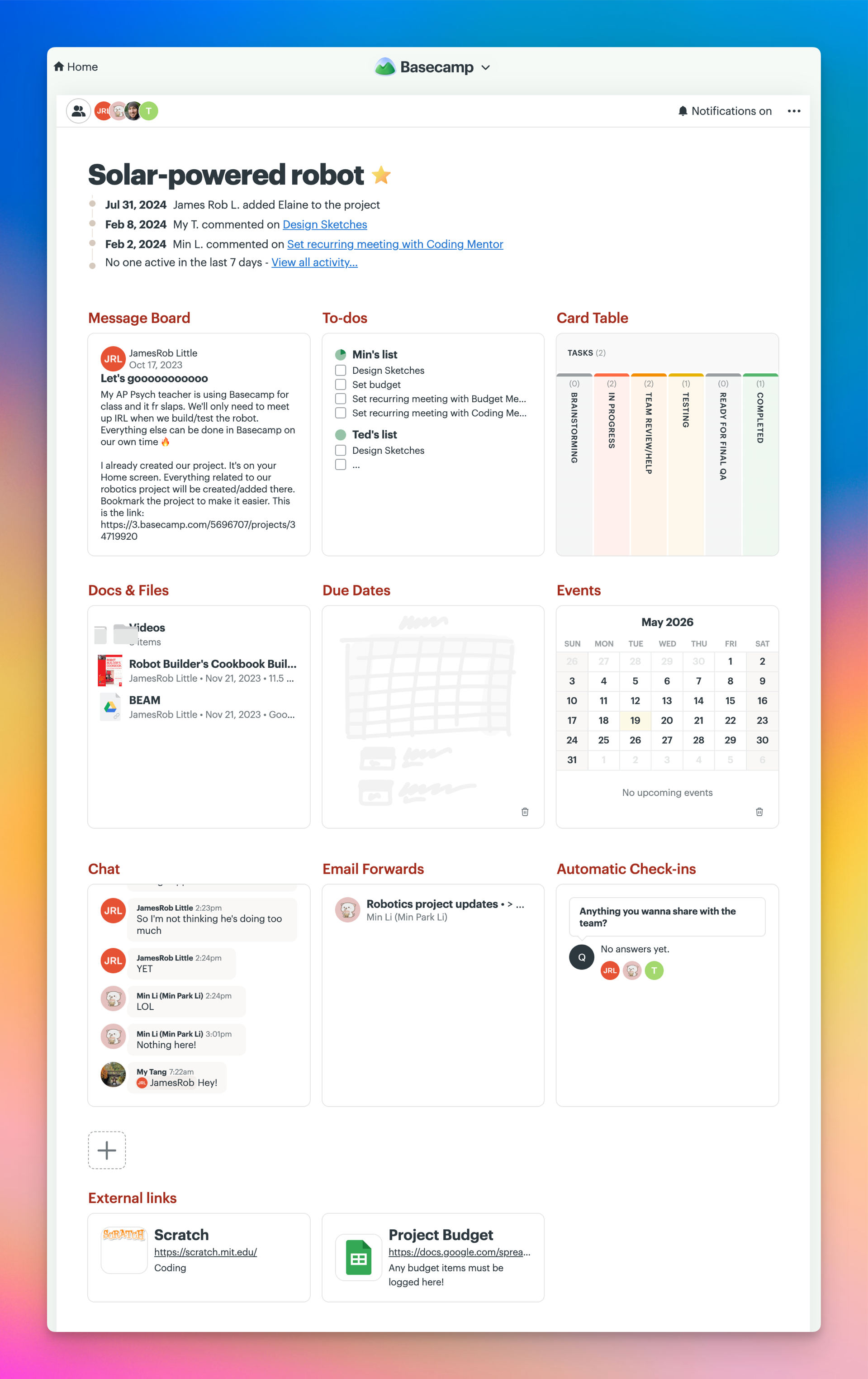 Screenshot of a project's main page named Solar-powered robot.