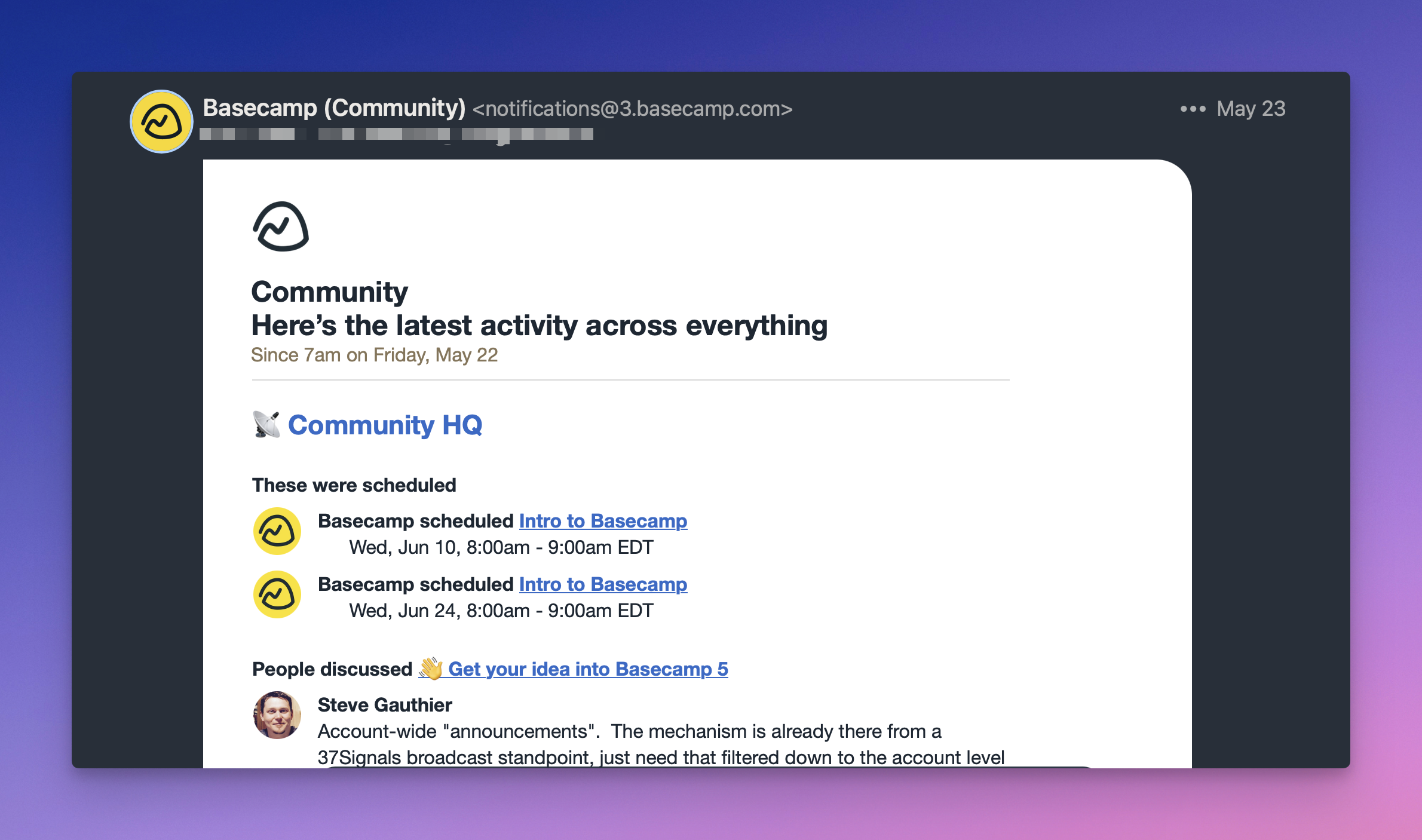 a screenshot showing the daily summary email