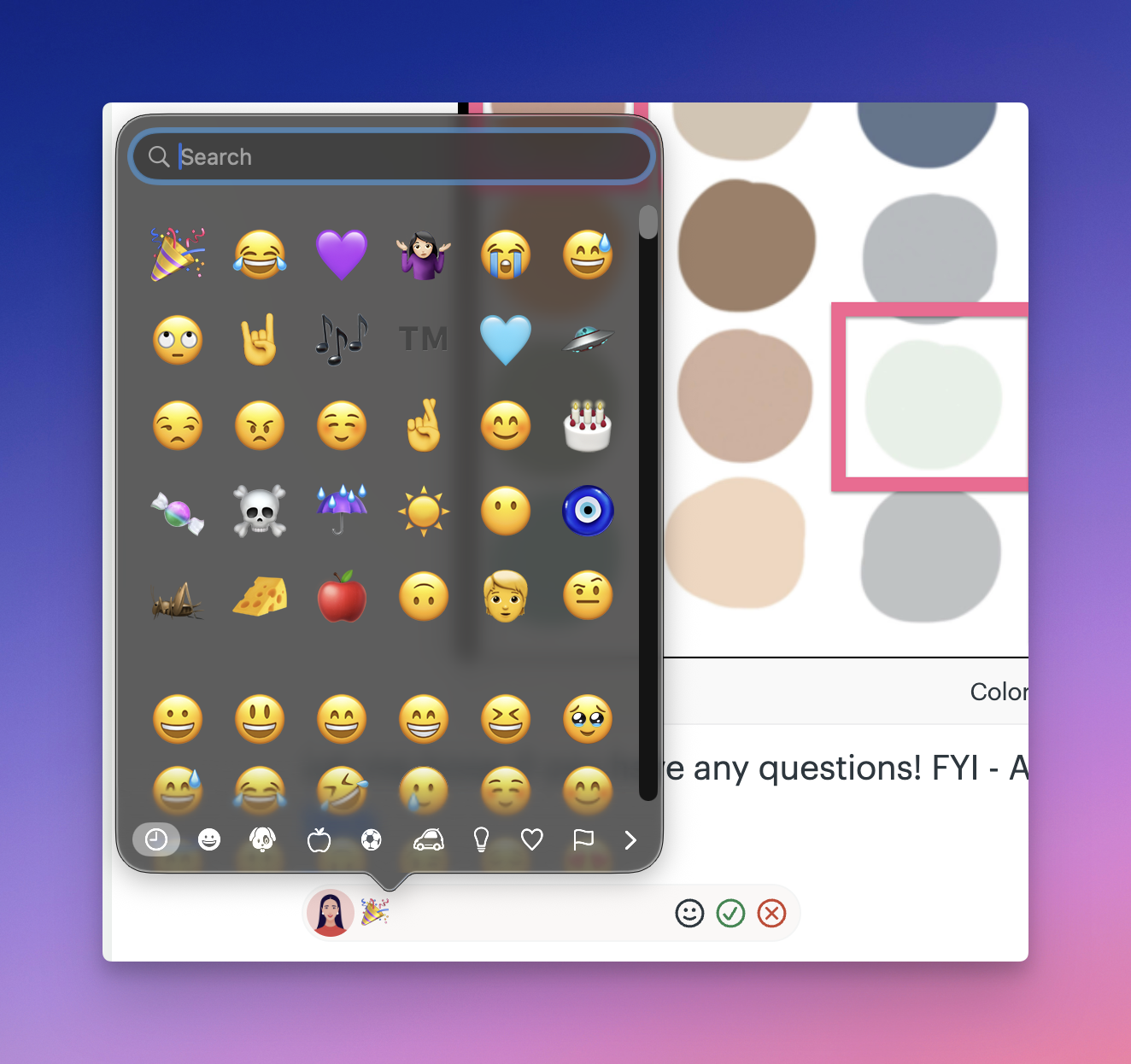 a screenshot showing the full emoji picked on a mac