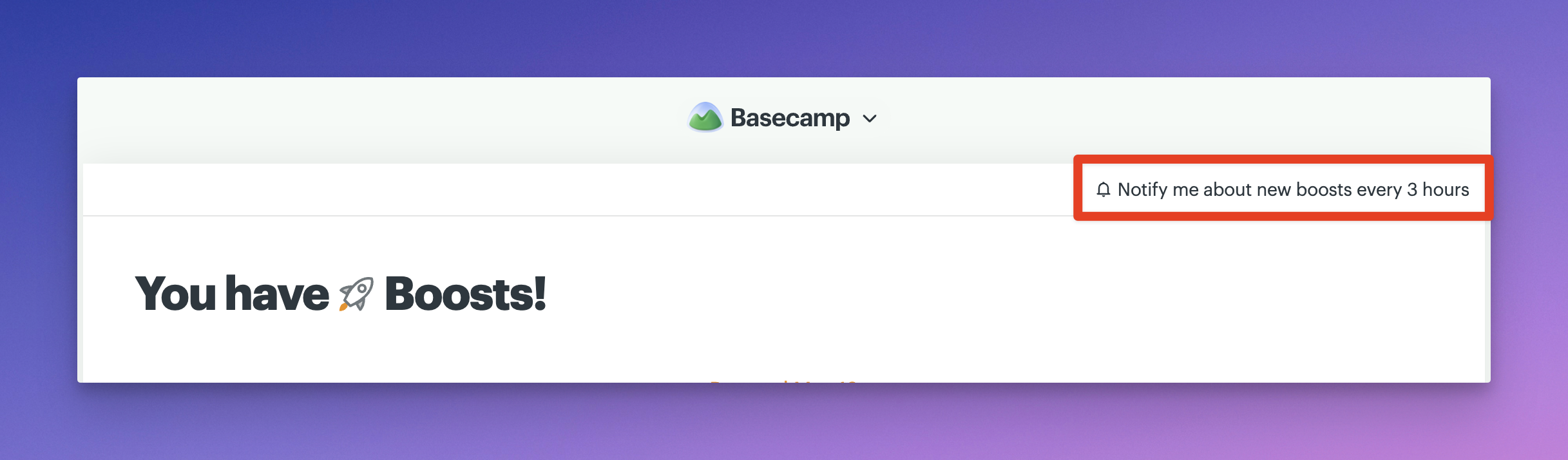 a screenshot of a box around the notify me about new boosts every 3 hours link on the boost report page