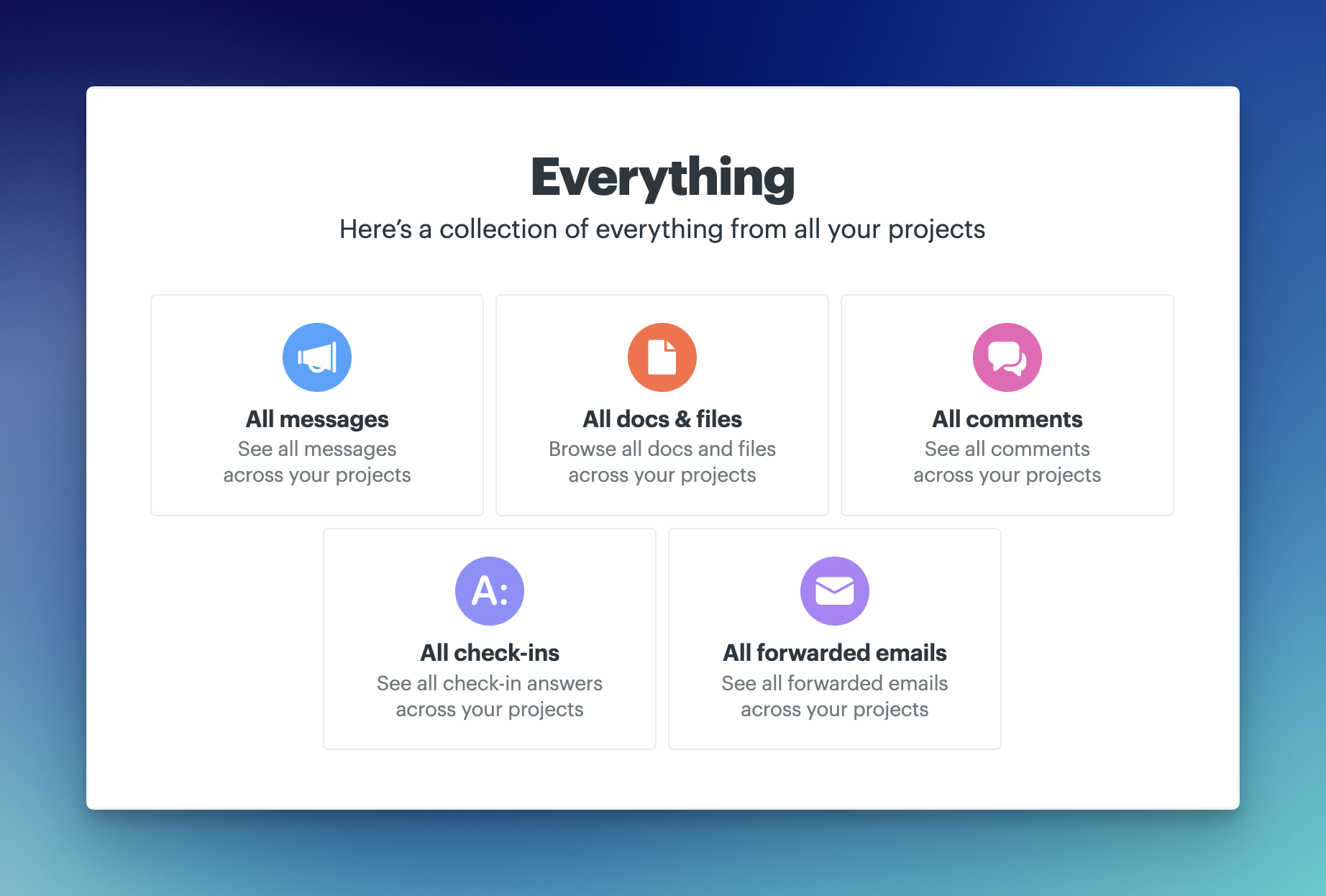 Screenshot of the Everything page.