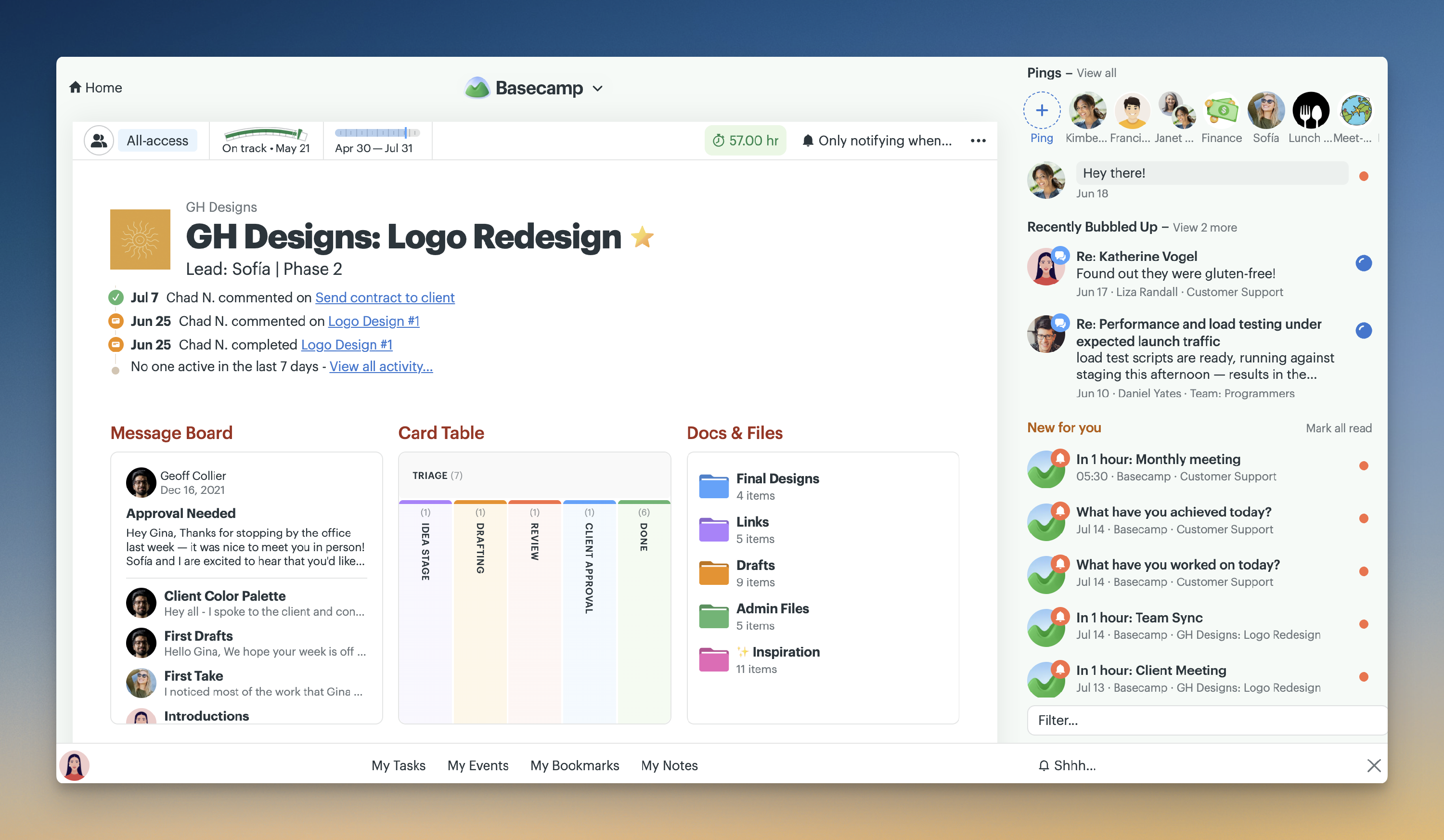 Screenshot of a project with the notification sidebar opened.