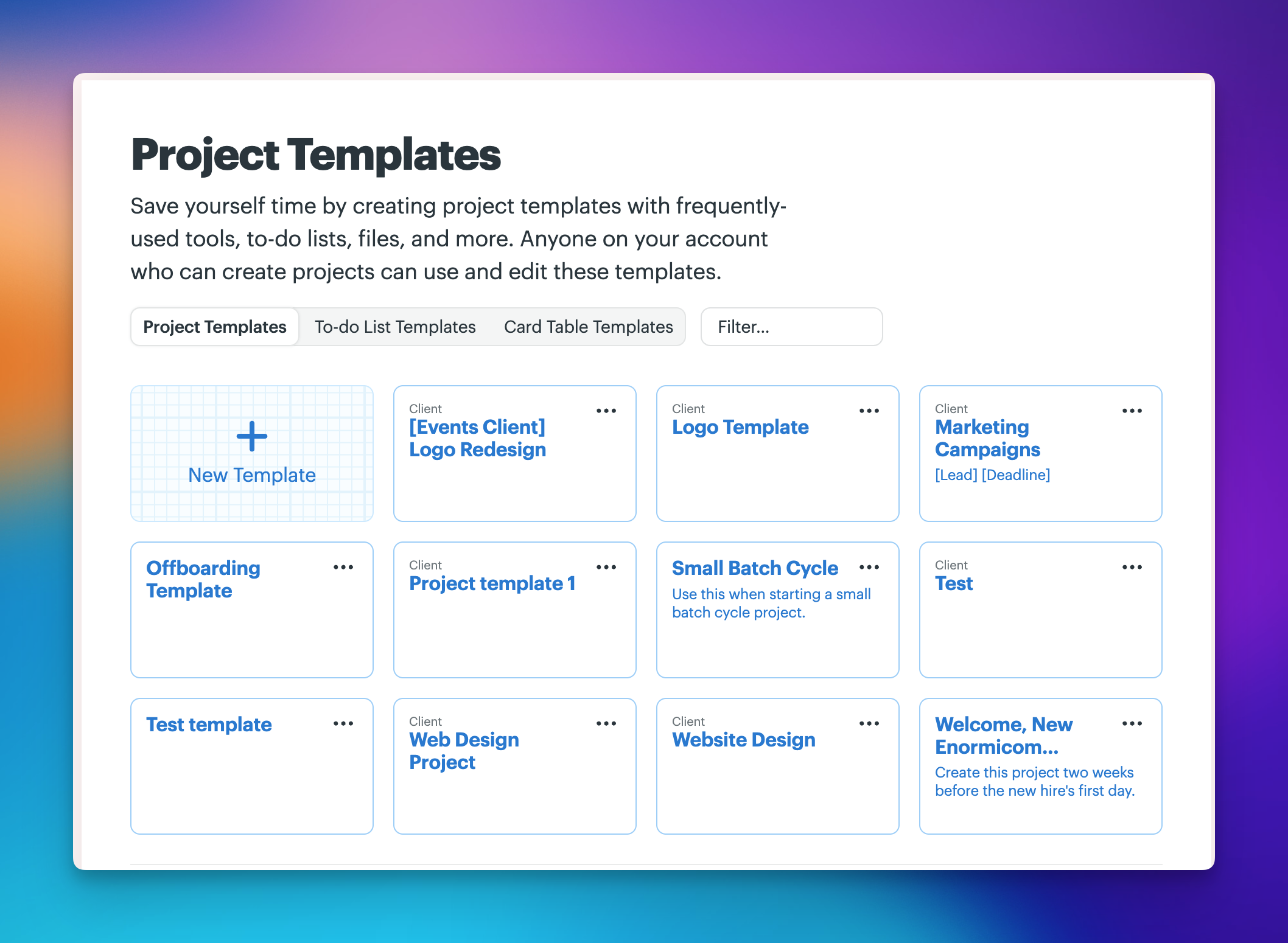 a screenshot showing the template menu where you can duplicate, archive, or delete the template
