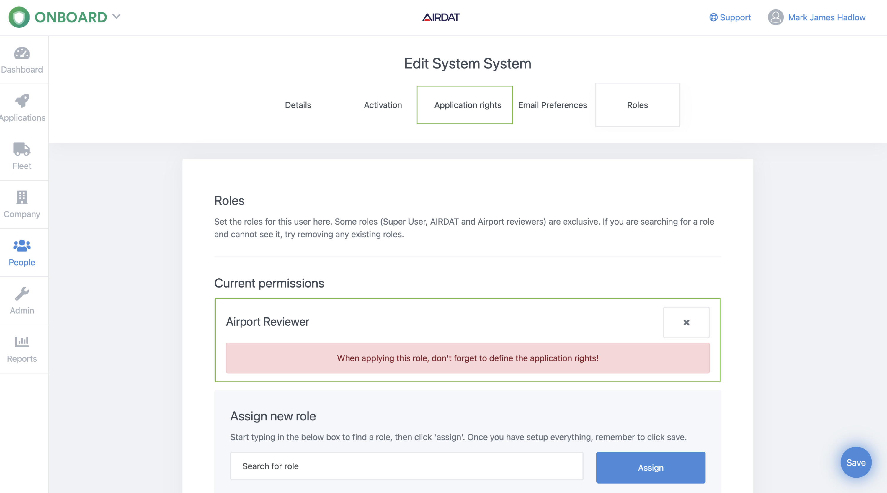 Changing User Permissions as a Super User - AIRDAT Support Centre