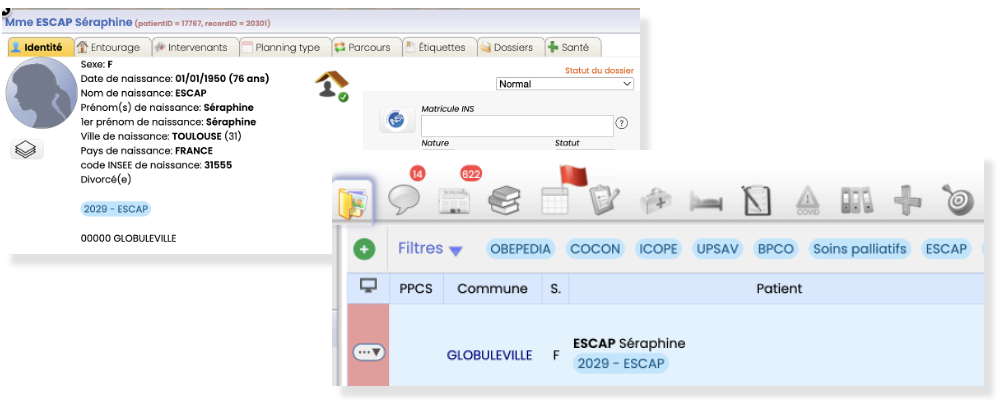 Etiquette ESCAP sur le dossier