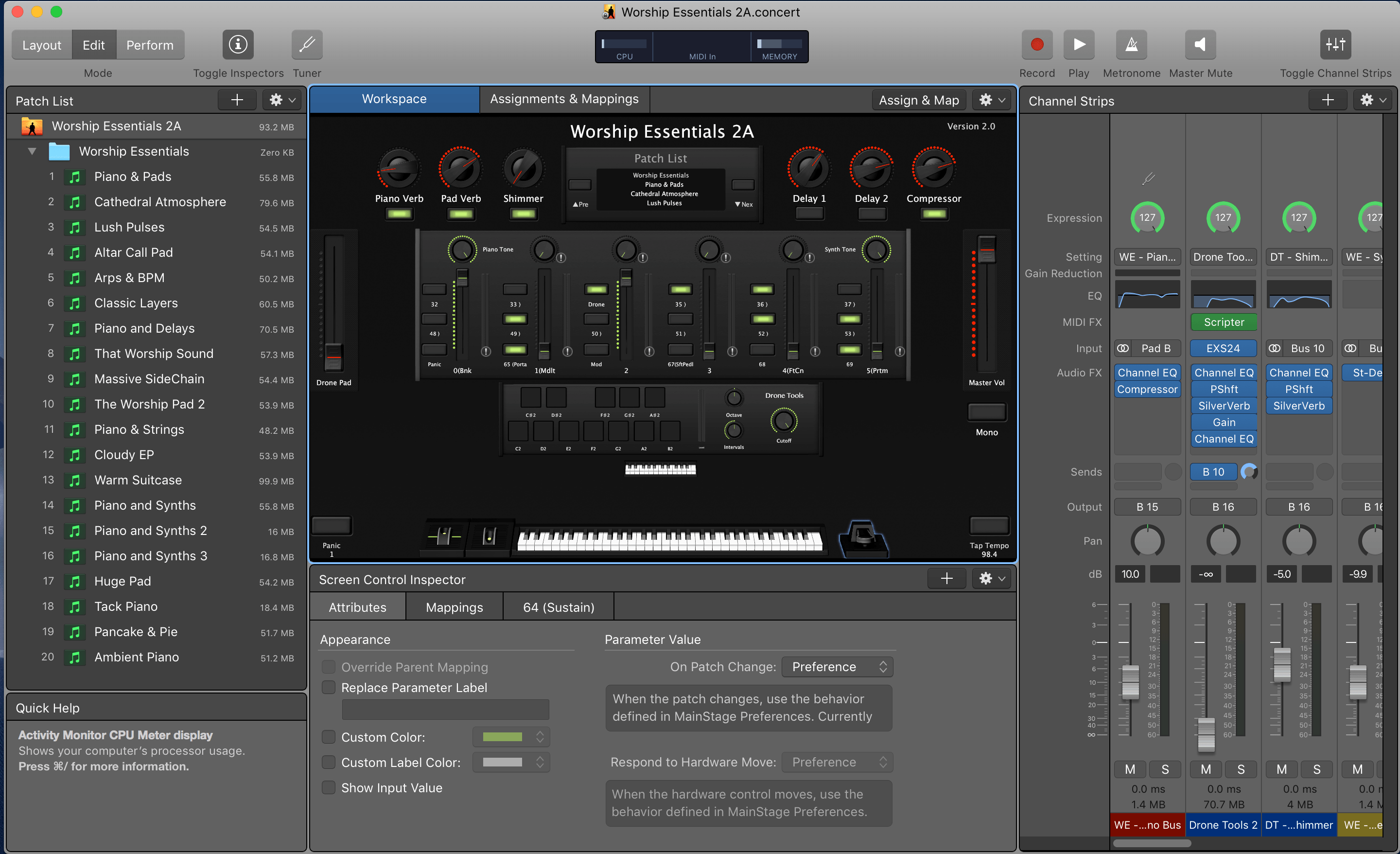 How to reverse the sustain pedal in MainStage 3 That Worship Sound