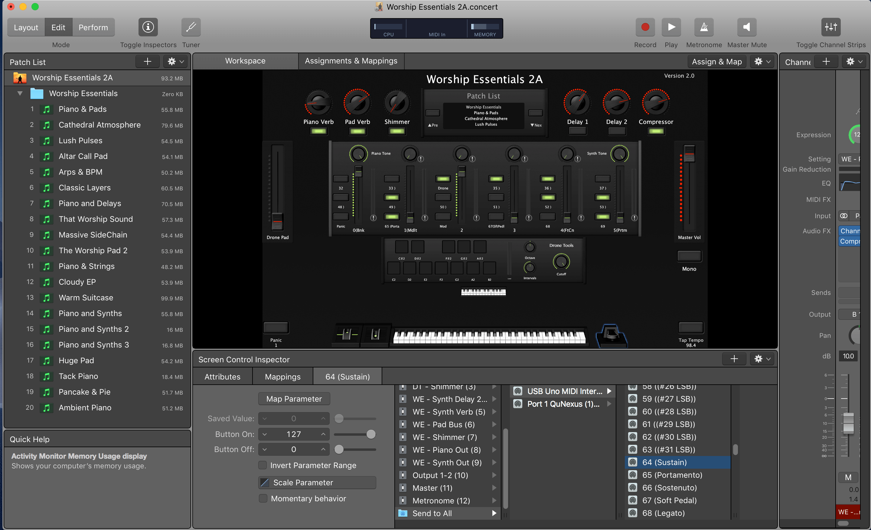 How to reverse the sustain pedal in MainStage 3 That Worship Sound