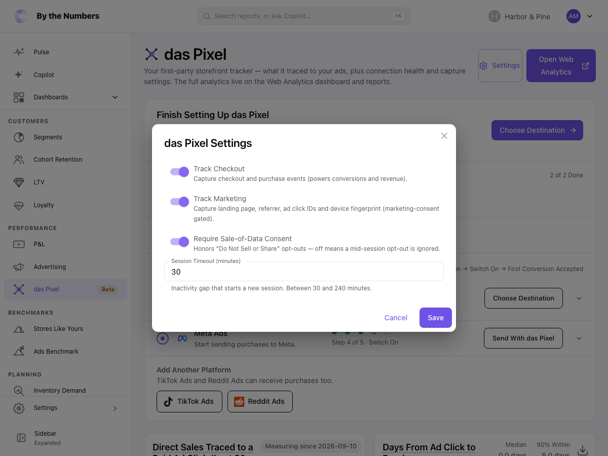 The das Pixel Settings dialog