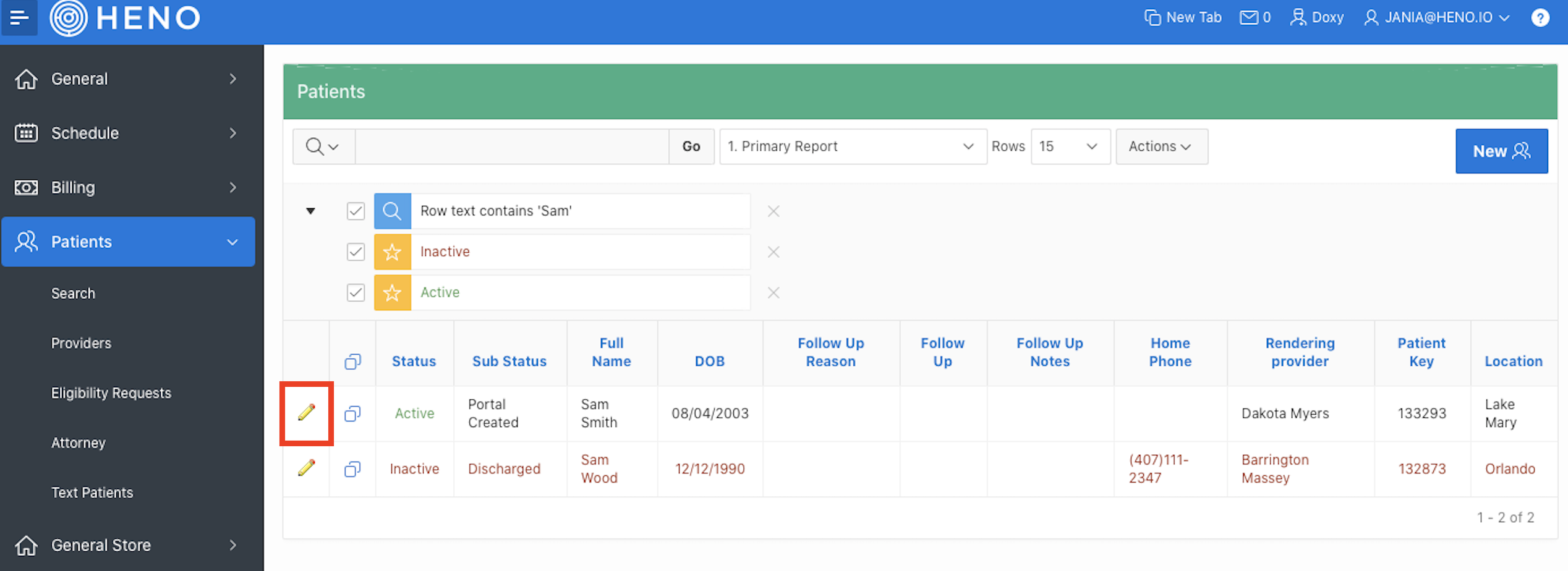 Patient Chart - HENO Support Knowledge Base