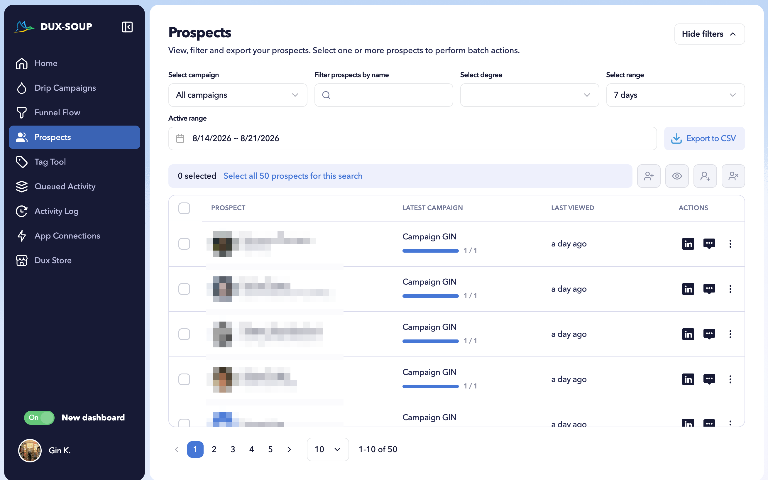 Prospect tab.