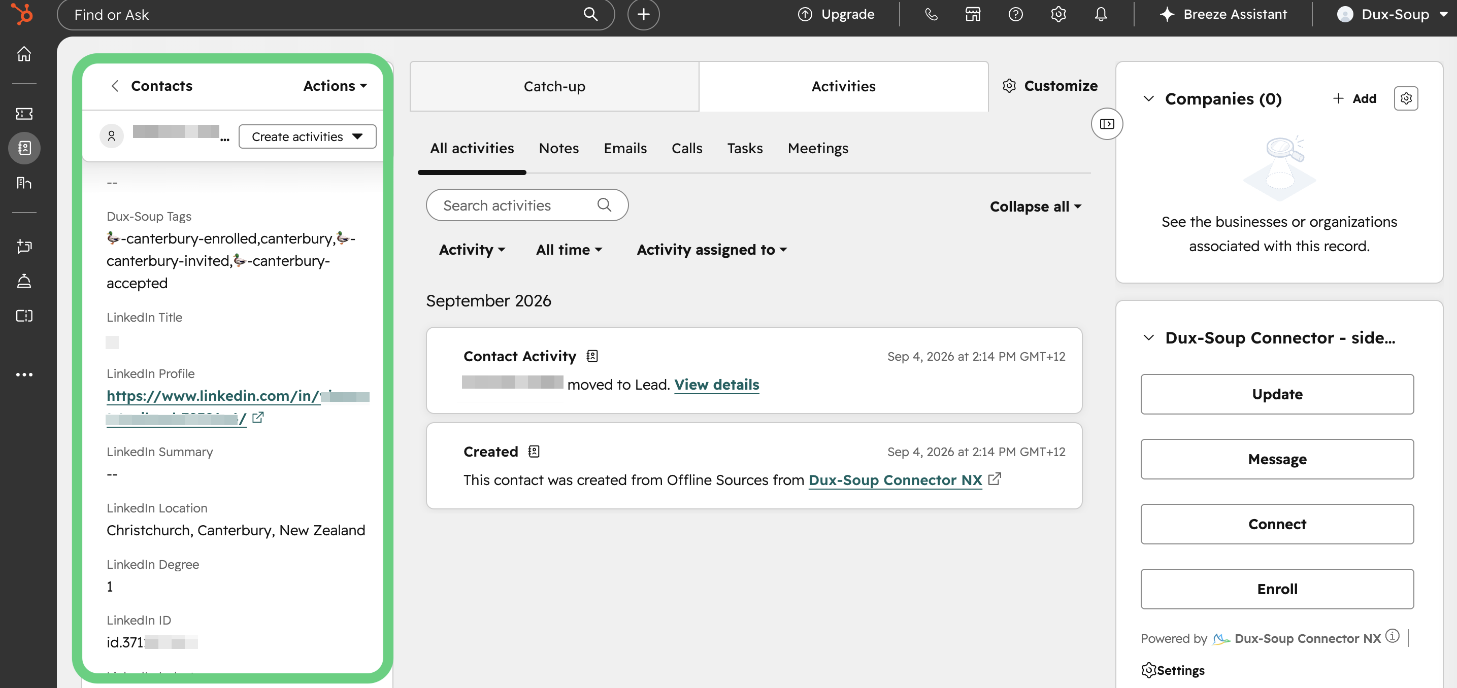You can see all STACKED details on the left-hand side panel of Hubspot.