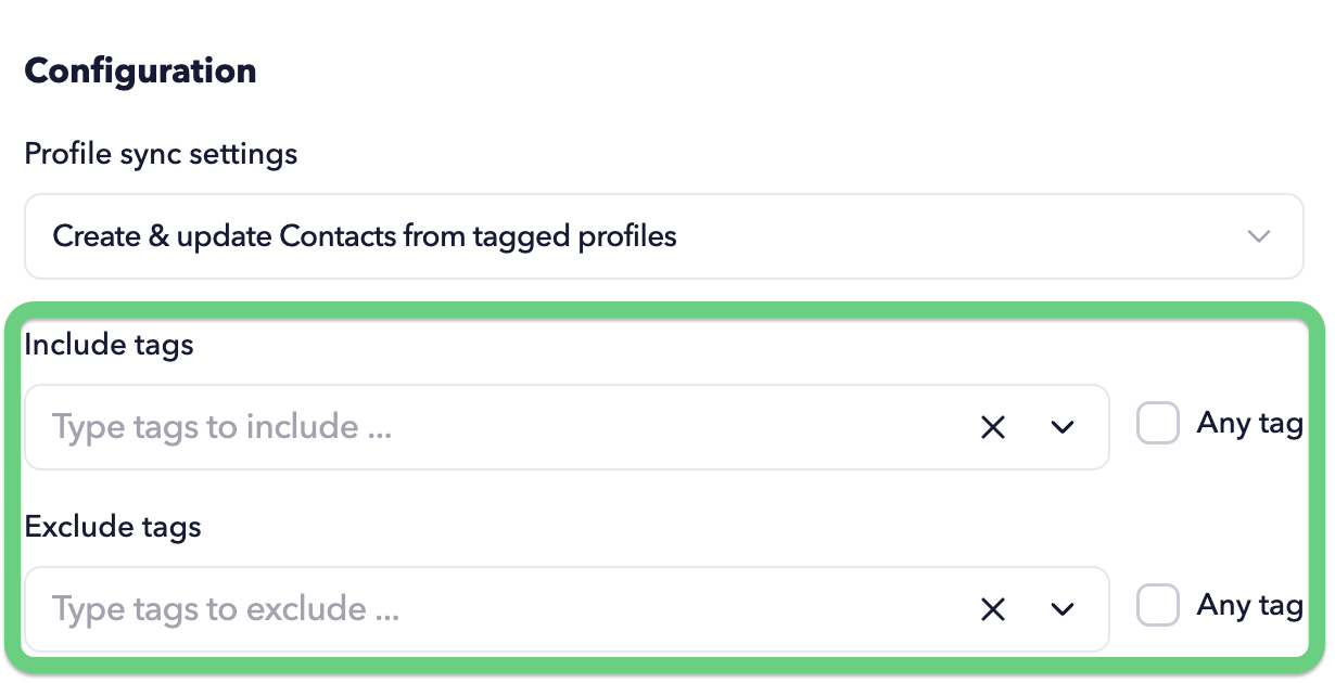 Choose which tagged LinkedIn profiles STACKED should send to your Salesforce CRM as new or updated contacts.