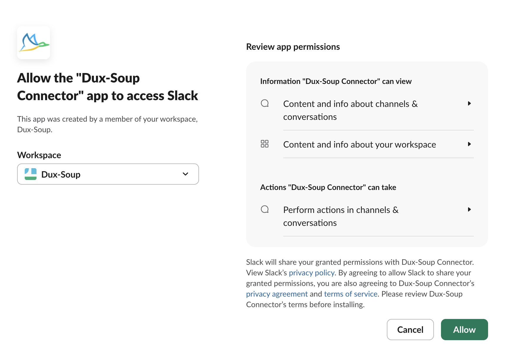 Allow slack permissions