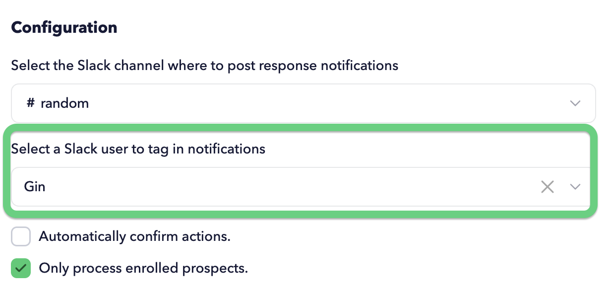 Select a slack user to tag in notifications