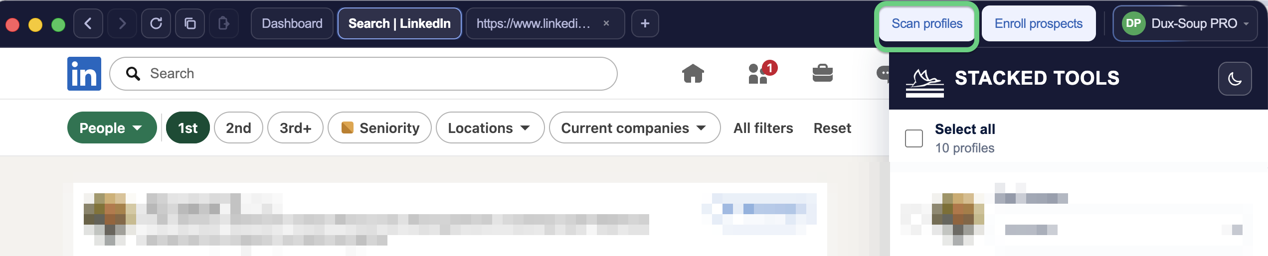 STACKED Scan profiles option