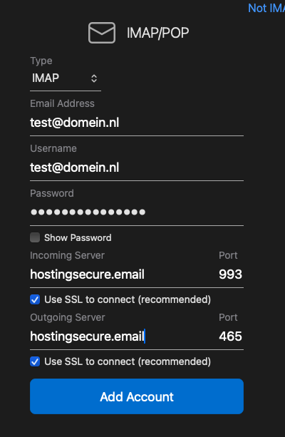 Hoasted - e-mail instellingen