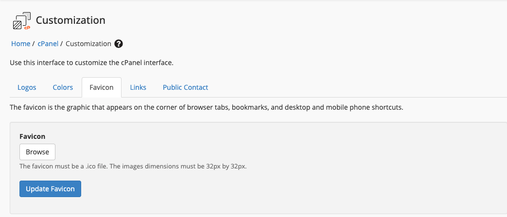 cPanel - Favicon aanpassen