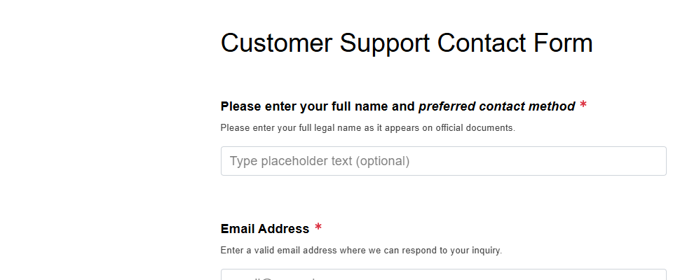 Example of question text with bold and italic formatting applied