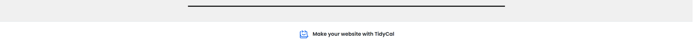Free plan Website footer showing Make your website with TidyCal branding