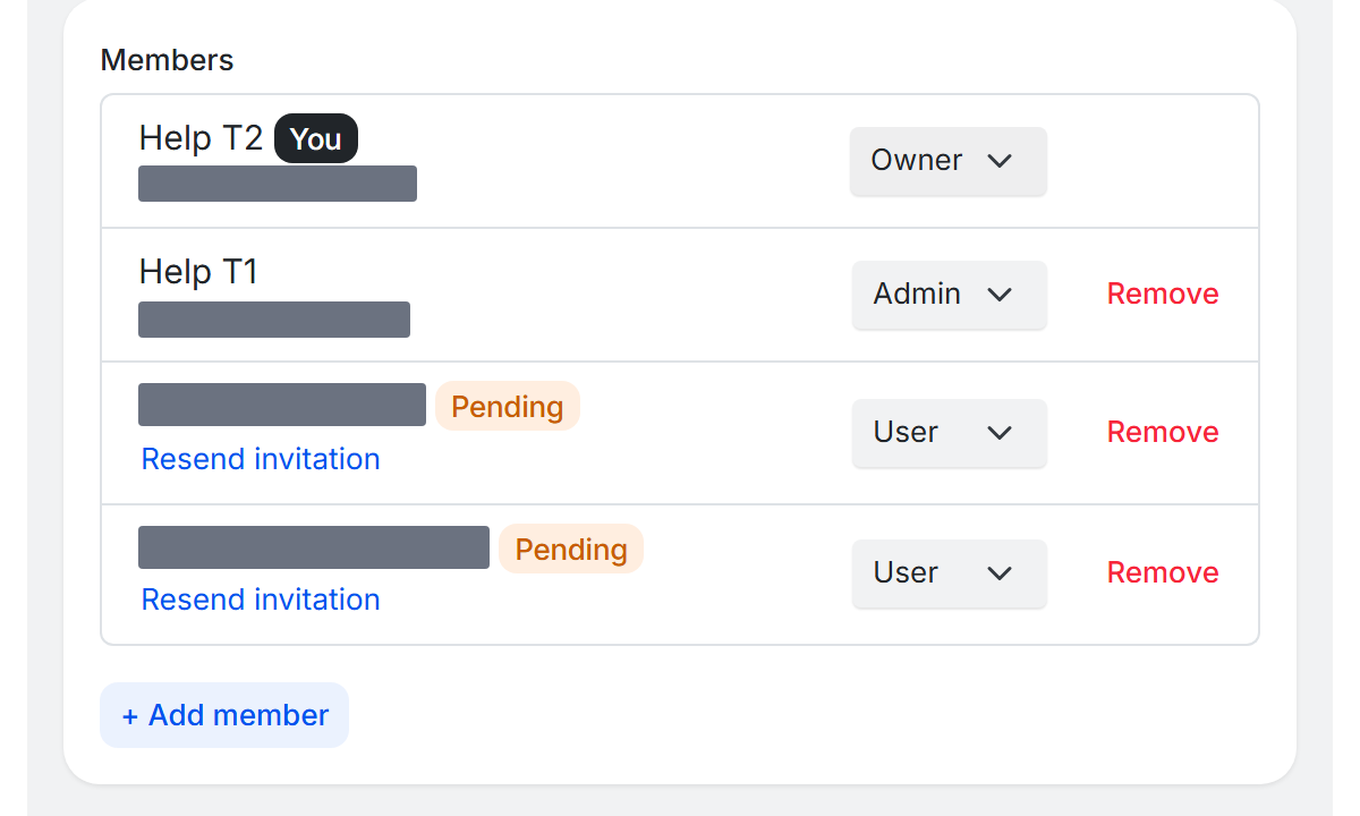 TidyCal Edit team panel Members section with one member's role set to Admin