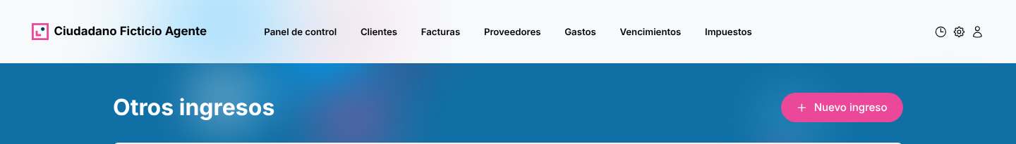 Pantalla Otros ingresos con el botón Nuevo ingreso