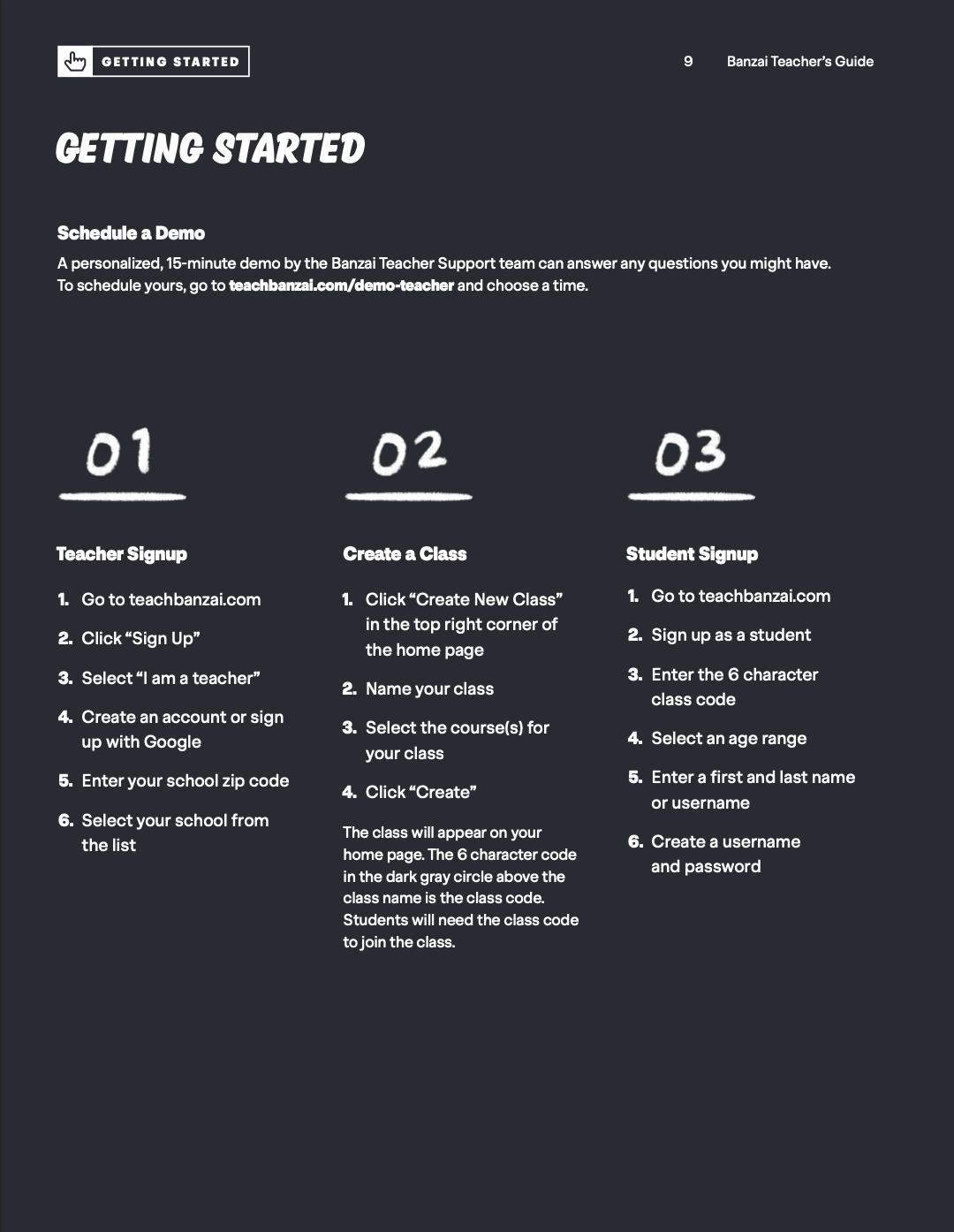 Teacher's Guide Curriculum and HowTo's Banzai