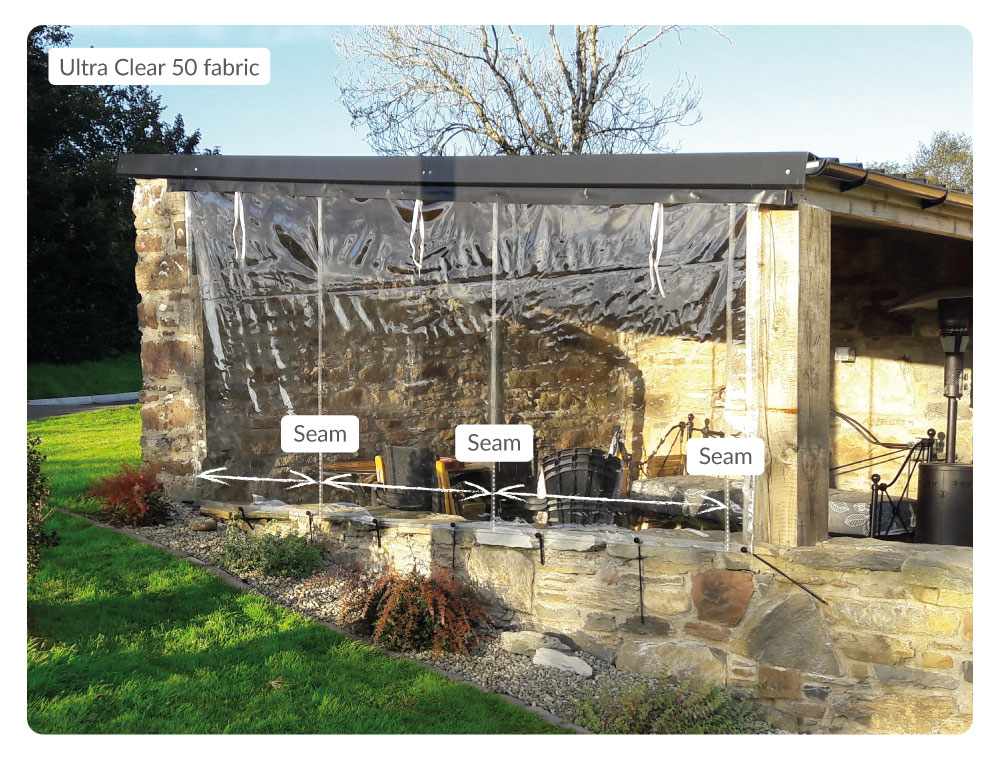 Vertical seam placed at 1.8m intervals at the customer's request