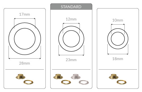 Outdoor cover grommet eyelet size and colour options