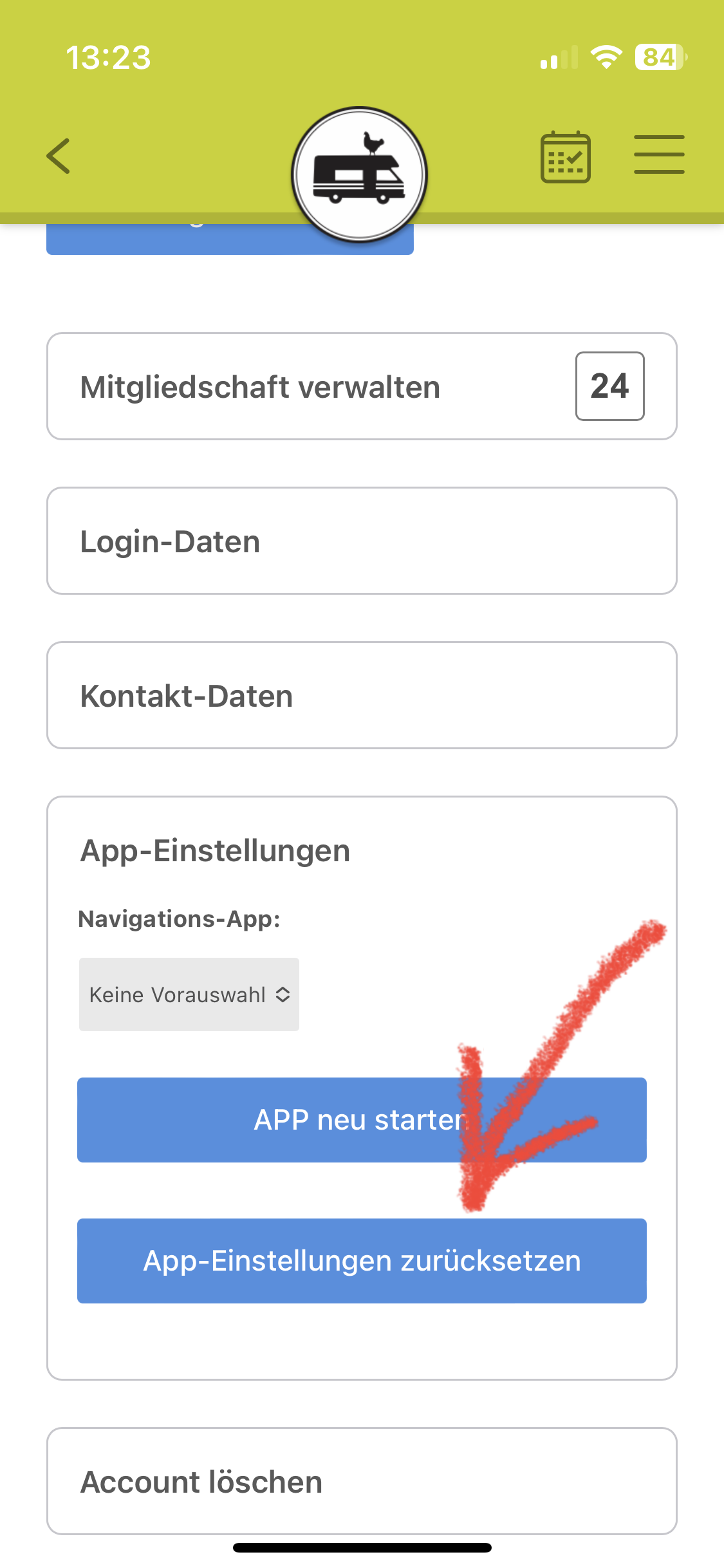 Kurze Pause, App startet nicht Landvergnügen SupportCenter