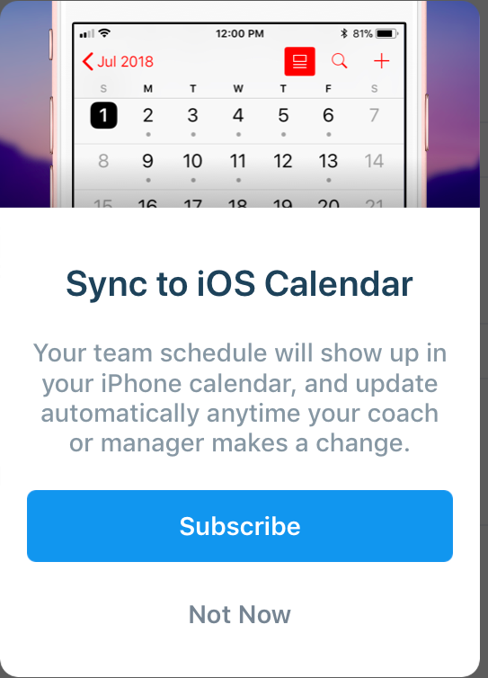 Subscribe to a Team Schedule - TeamSnap Playbook