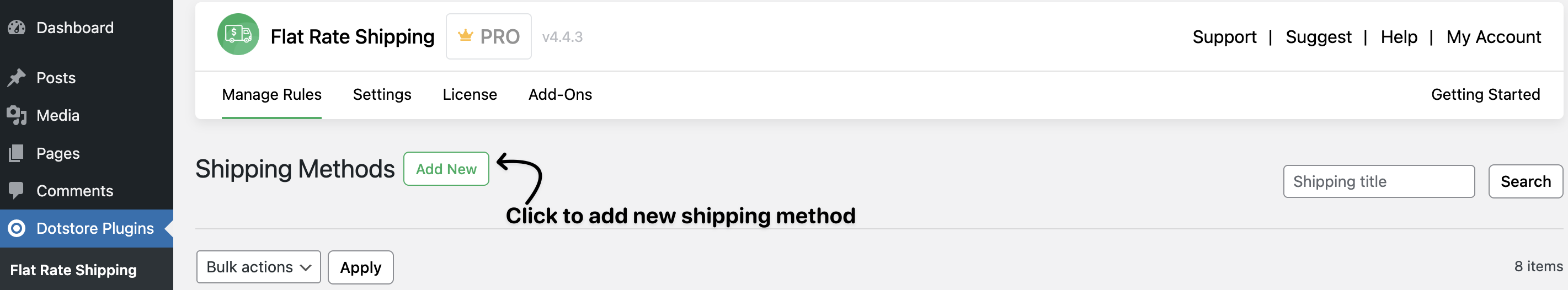 Click here to add new shipping method