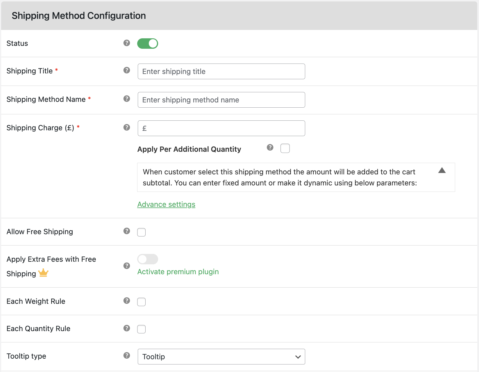 Add New flat rate shipping method