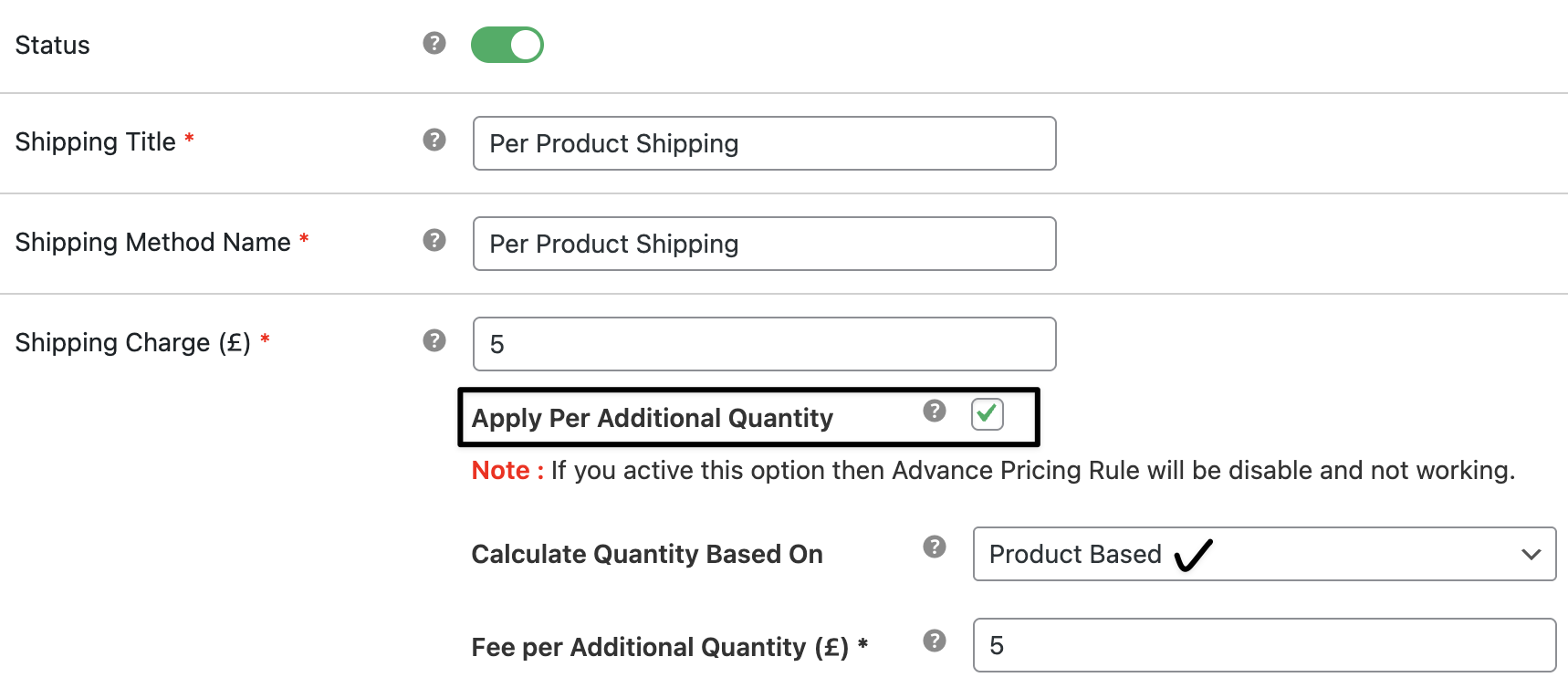 Per product shipping fee