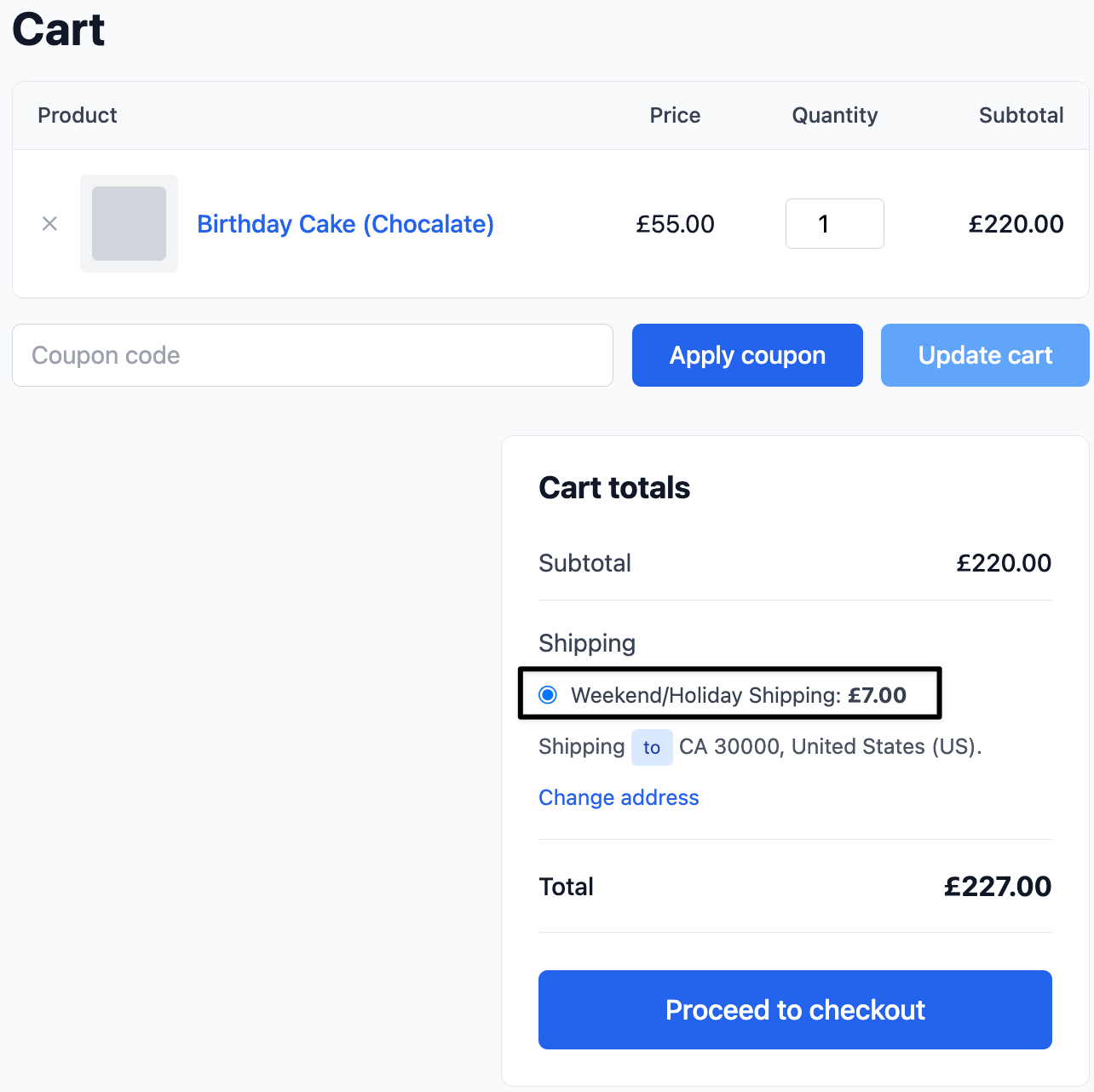 Weekend or Holiday Shipping method