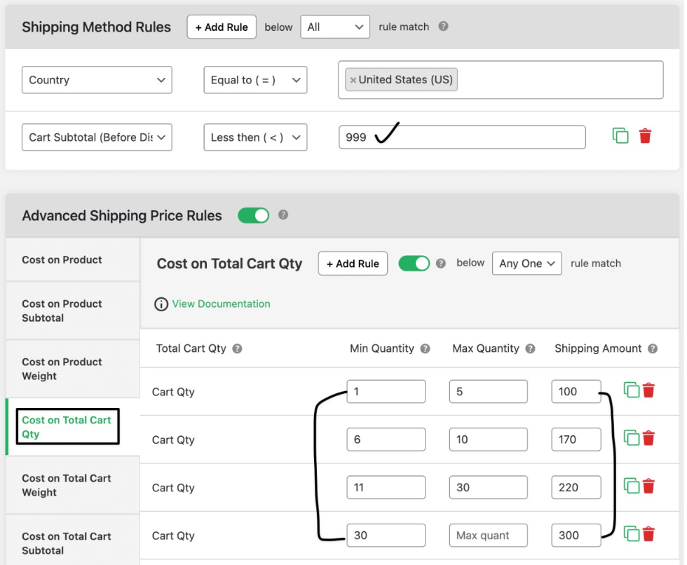 Smart range admin settings