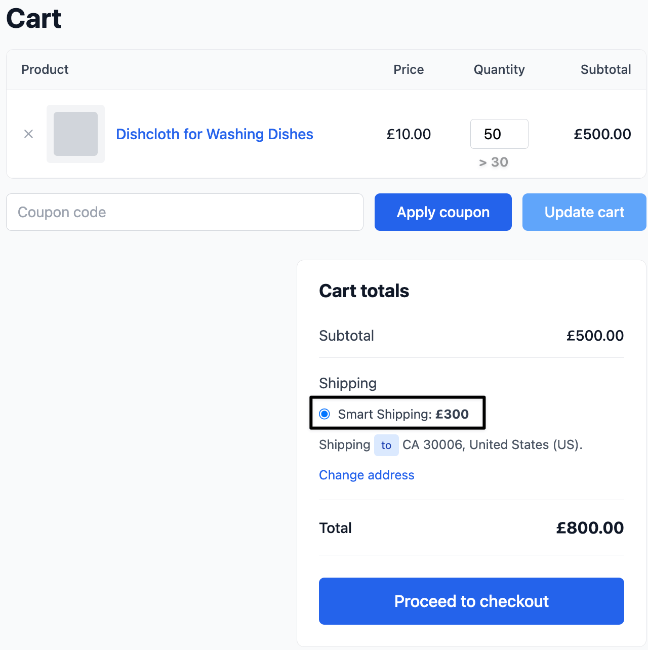 Smart shipping charges on over the quantity