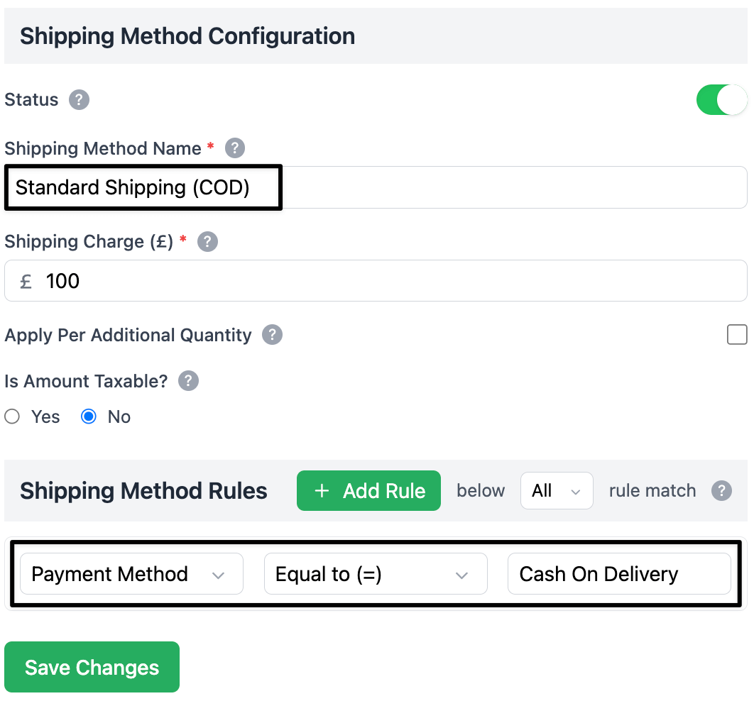 Apply shipping based on the payment method type