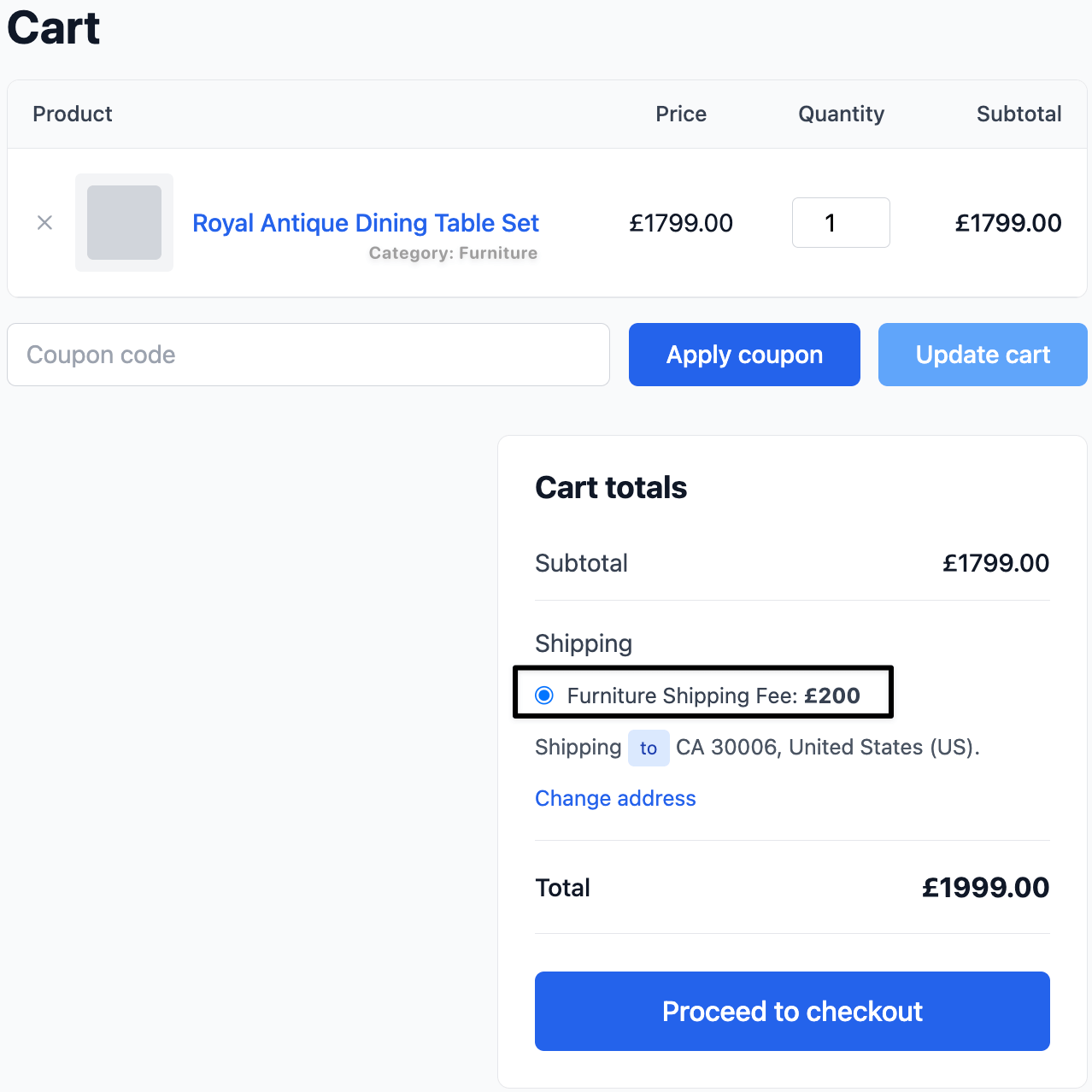 Category based flat rate shipping method