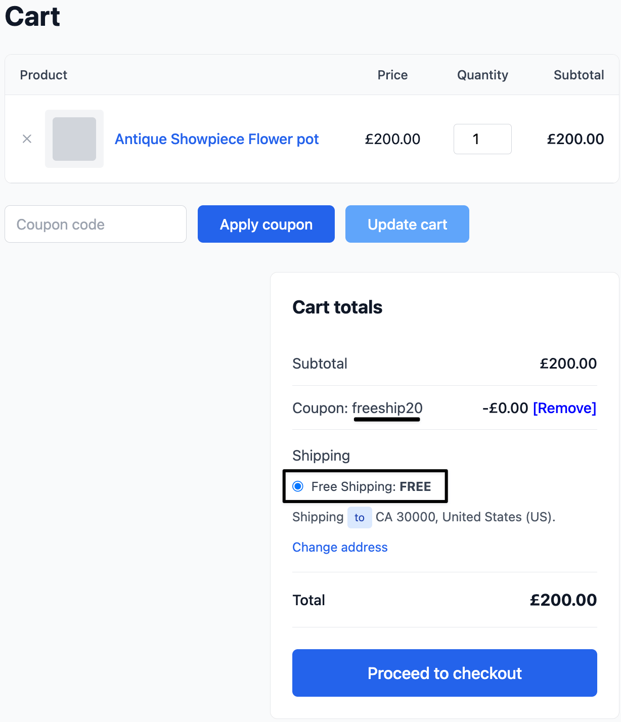 Free shipping based on coupon applied