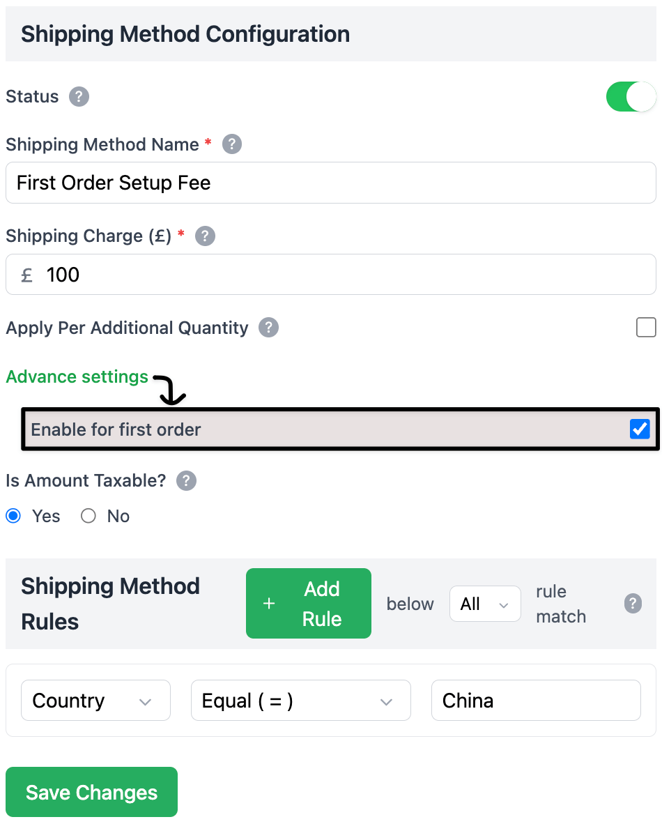 First order shipping fee