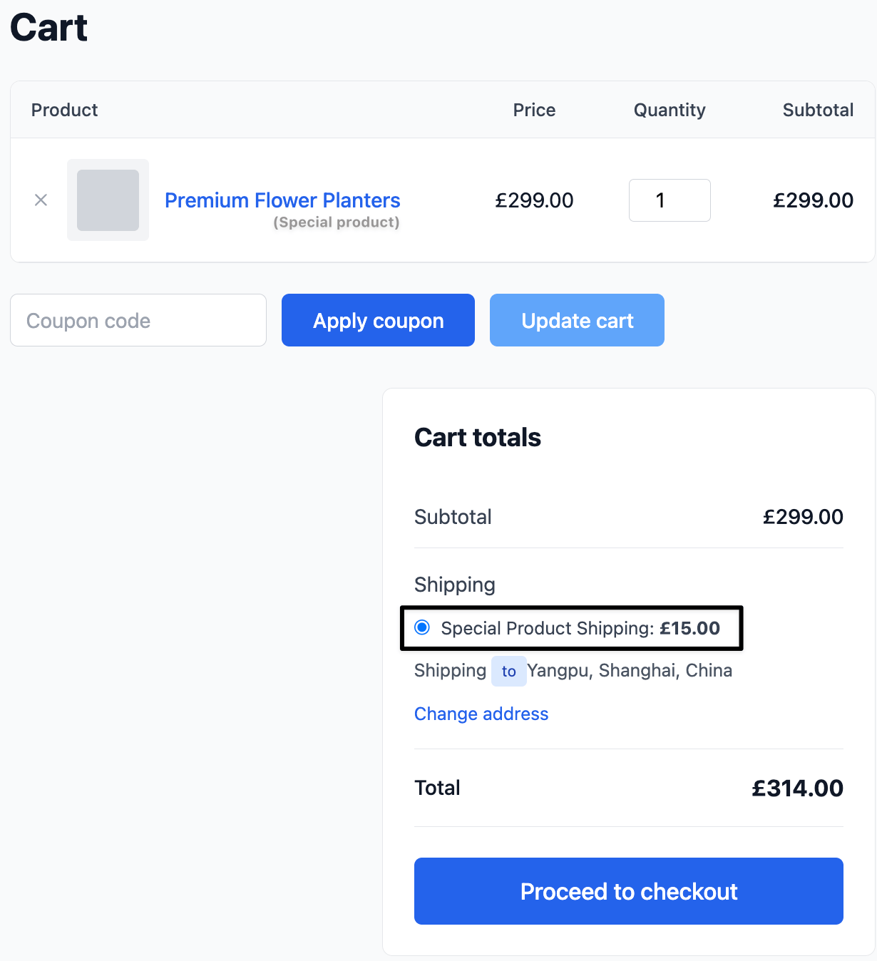 Special product shipping applied at checkout