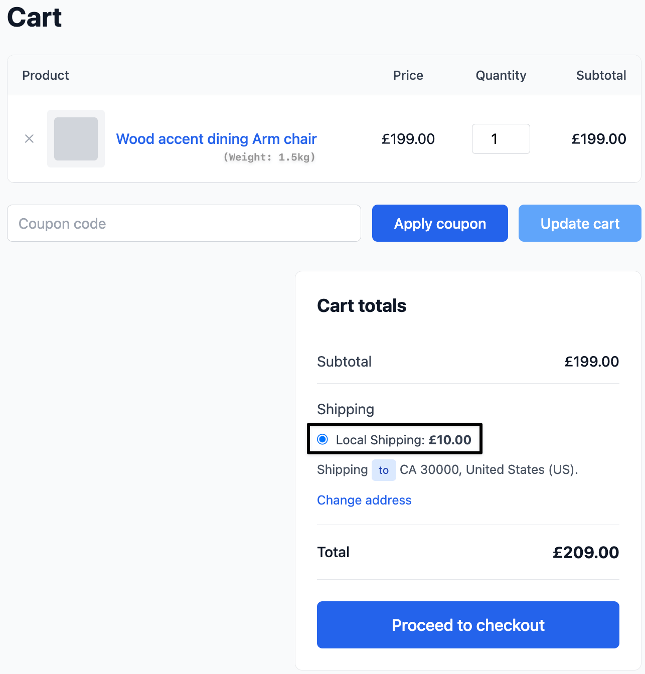 Local Shipping by weight and local region checkout