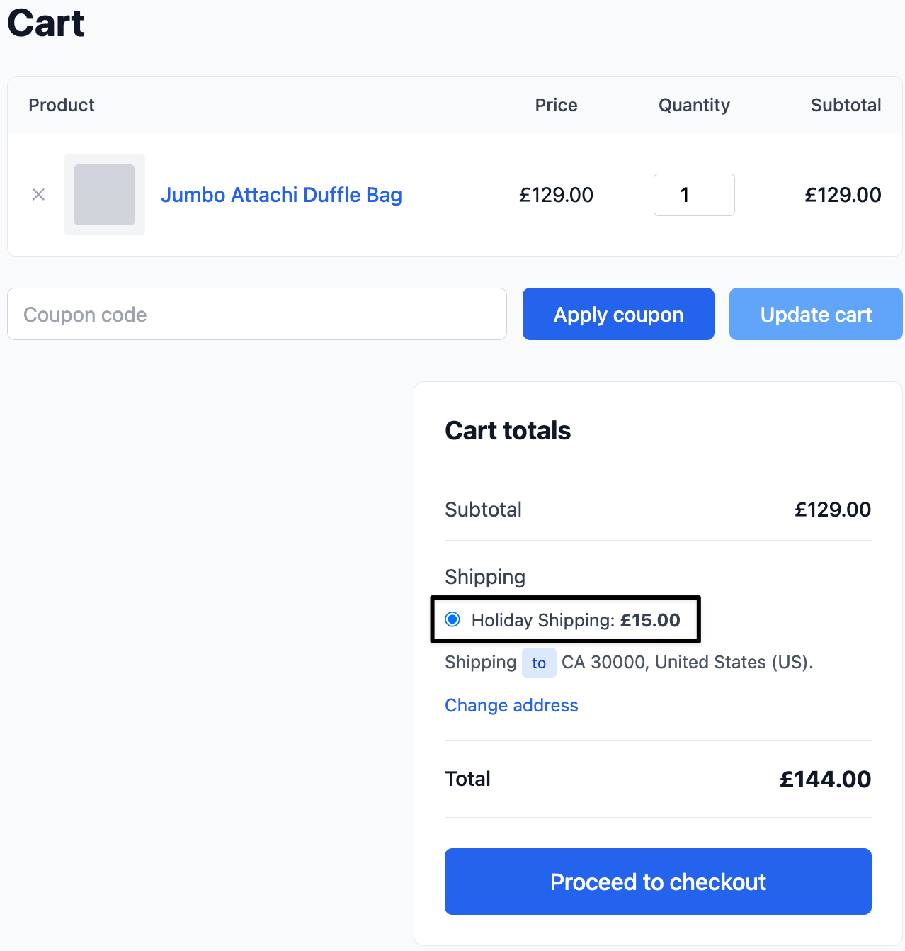 Seasonal shipping method at checkout