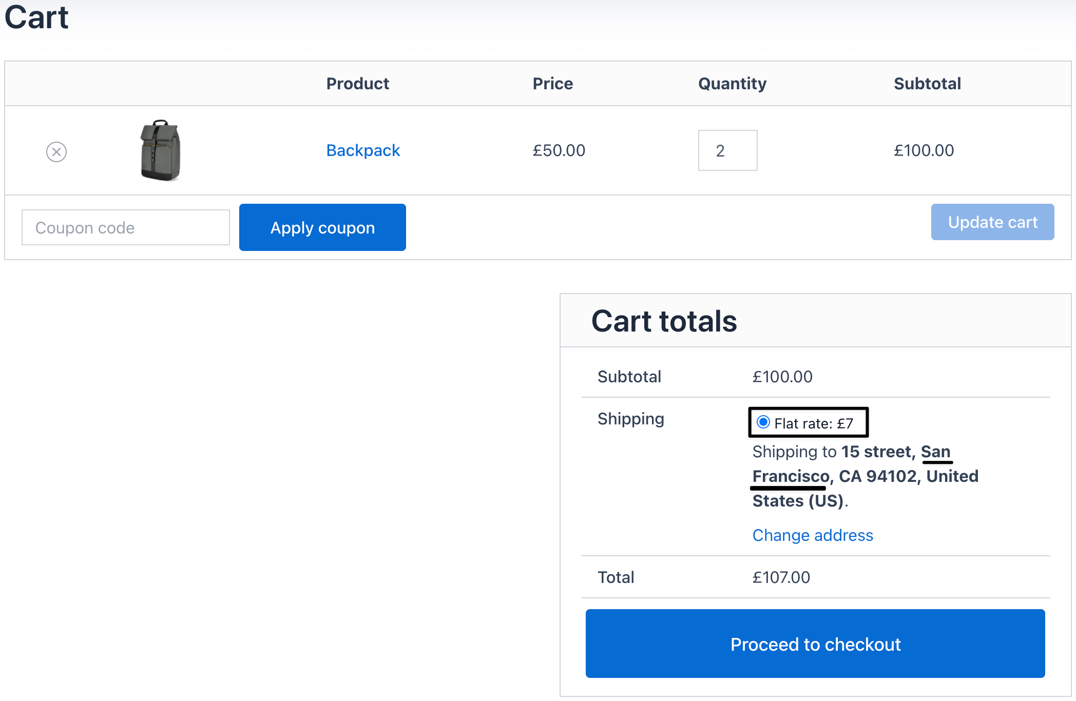 San Francisco city based shipping method applied