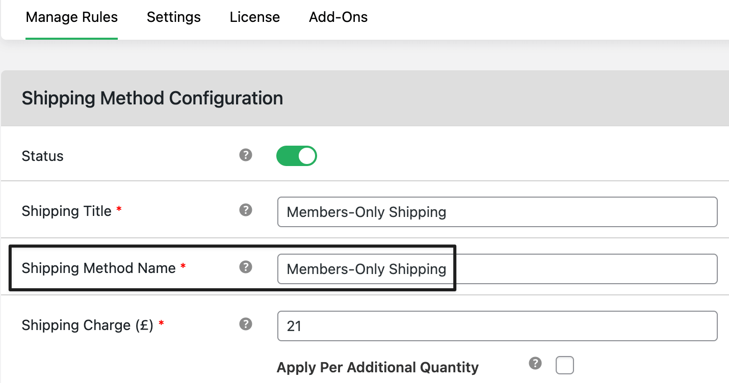 Add member shipping title