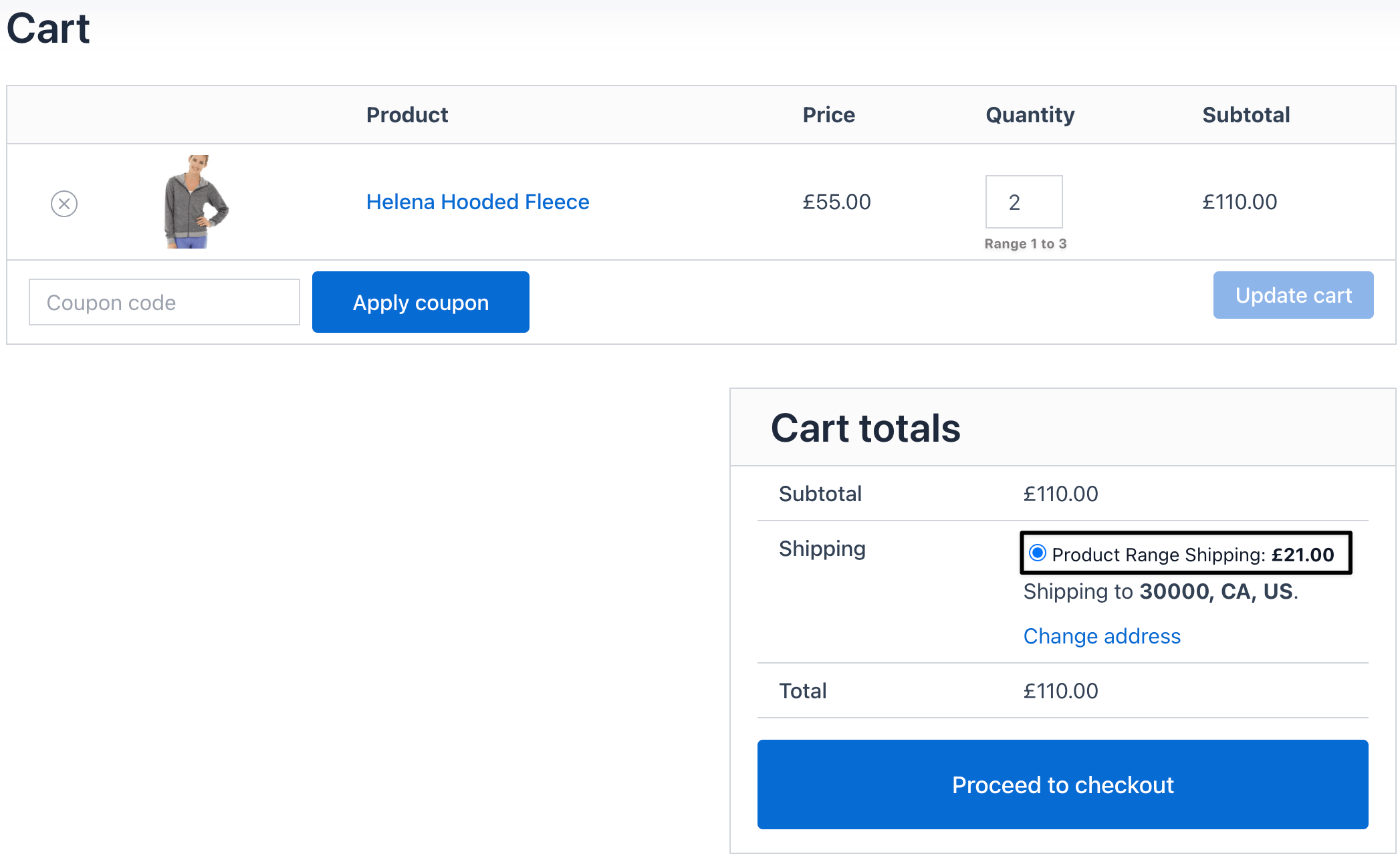 product range based shipping method