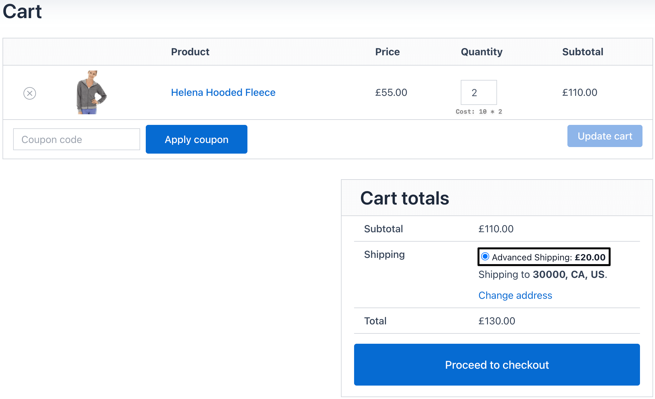 advanced shipping checkout page
