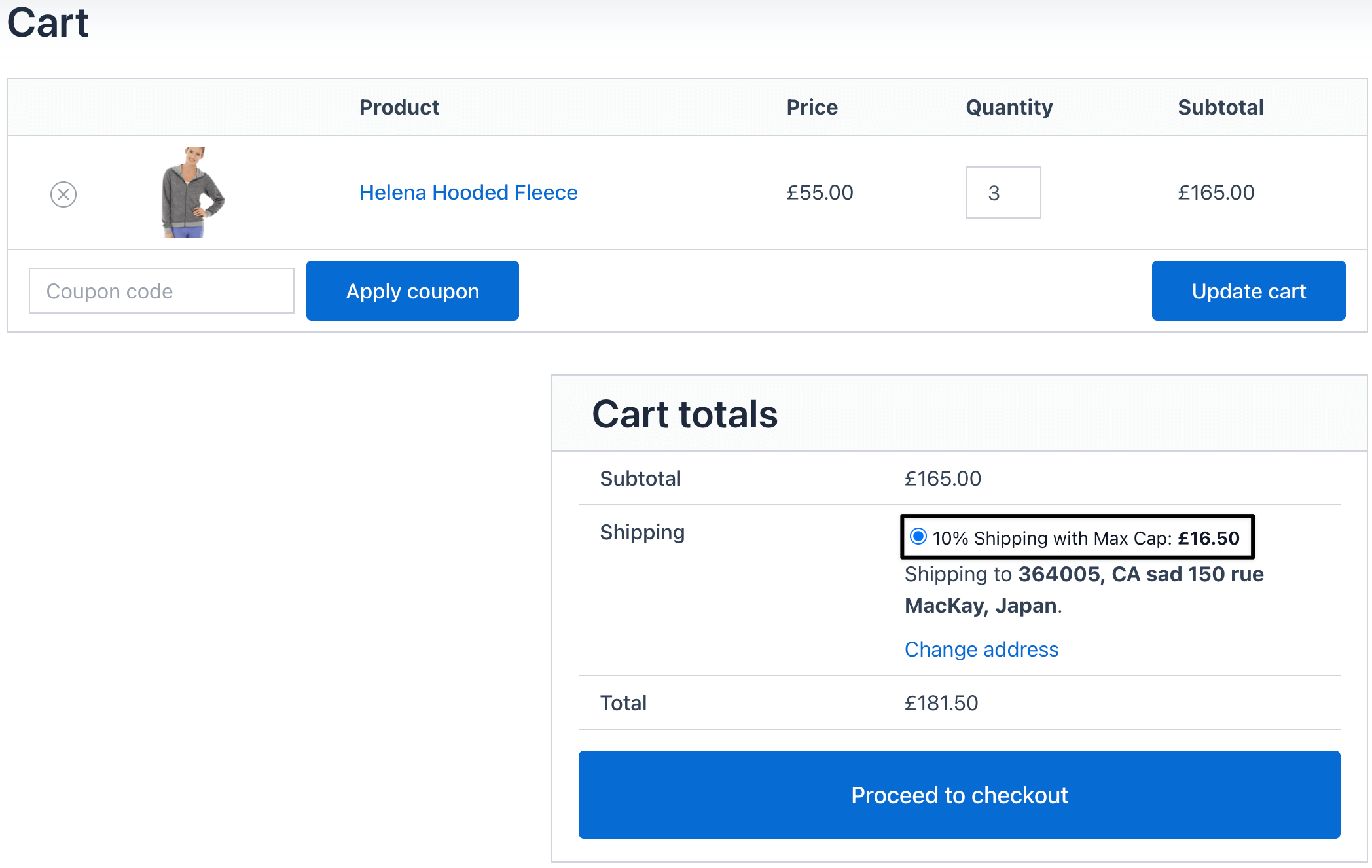 shipping charge with regular price at checkout